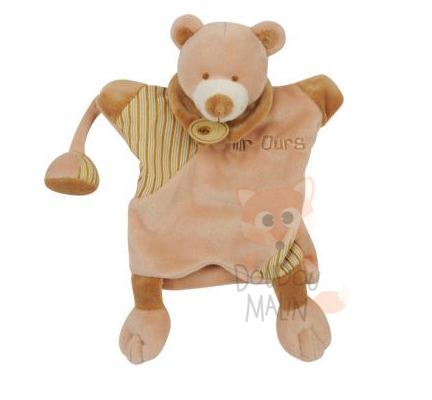  baby comforter handpuppet monsieur bear brown beige  